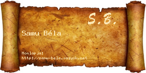Samu Béla névjegykártya